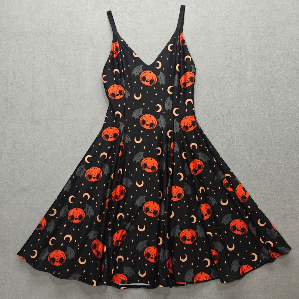 BlackMilk Strappy Dress Pumpkin Wings Womens XS Halloween Emo Goth Punk Skater